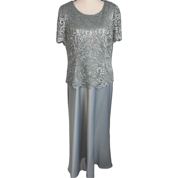 Alex Evenings Formal Gown Dress Size 16 Lace Satin Mother of the Bride Groom - Picture 1 of 10